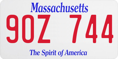 MA license plate 9OZ744