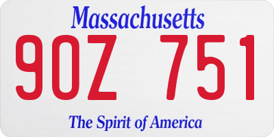 MA license plate 9OZ751