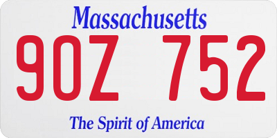 MA license plate 9OZ752