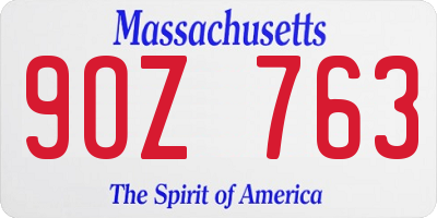 MA license plate 9OZ763