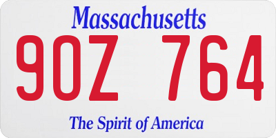 MA license plate 9OZ764