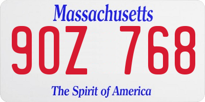 MA license plate 9OZ768