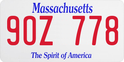 MA license plate 9OZ778