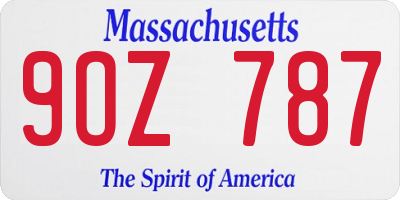 MA license plate 9OZ787