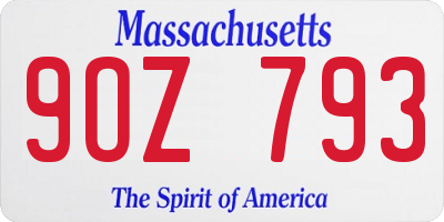 MA license plate 9OZ793