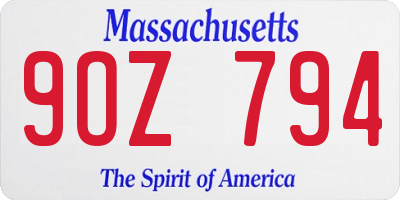 MA license plate 9OZ794