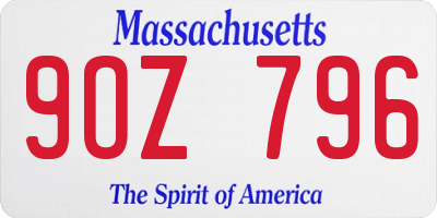 MA license plate 9OZ796