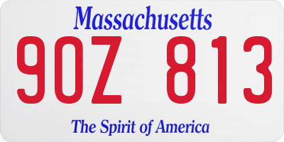 MA license plate 9OZ813