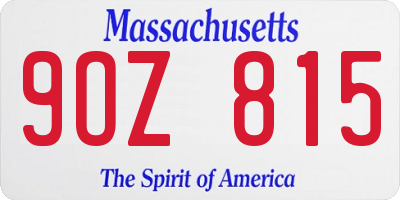 MA license plate 9OZ815
