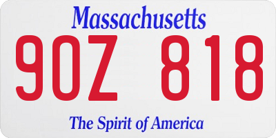 MA license plate 9OZ818