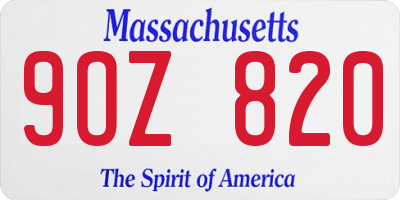 MA license plate 9OZ820