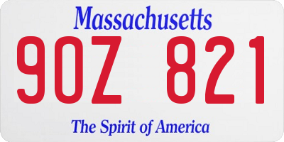 MA license plate 9OZ821