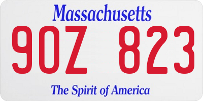MA license plate 9OZ823