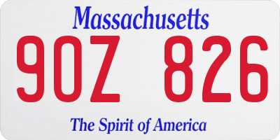 MA license plate 9OZ826