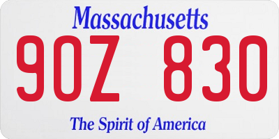 MA license plate 9OZ830