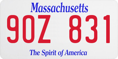 MA license plate 9OZ831