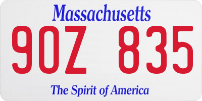 MA license plate 9OZ835