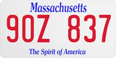 MA license plate 9OZ837