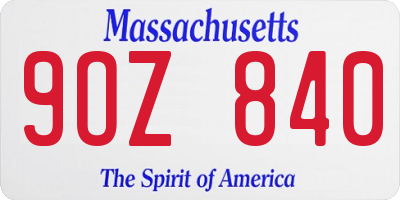 MA license plate 9OZ840