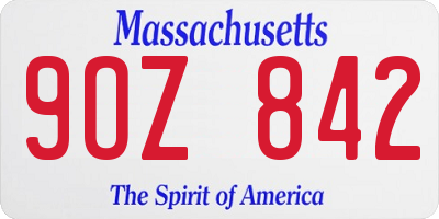 MA license plate 9OZ842