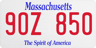 MA license plate 9OZ850