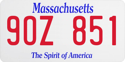 MA license plate 9OZ851