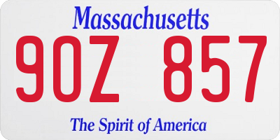 MA license plate 9OZ857