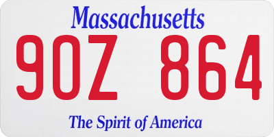 MA license plate 9OZ864
