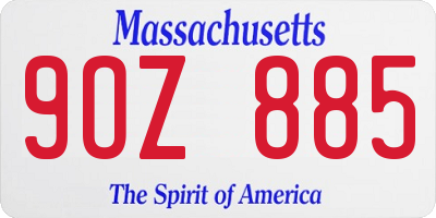 MA license plate 9OZ885