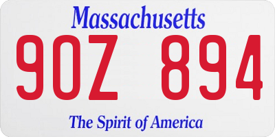 MA license plate 9OZ894