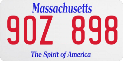 MA license plate 9OZ898