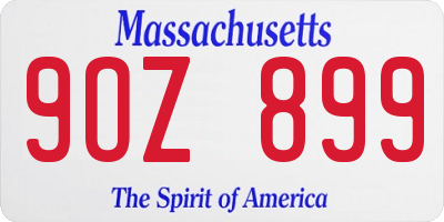 MA license plate 9OZ899