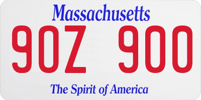 MA license plate 9OZ900
