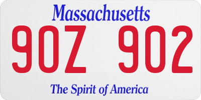MA license plate 9OZ902