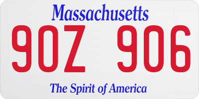 MA license plate 9OZ906