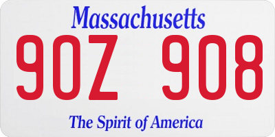 MA license plate 9OZ908