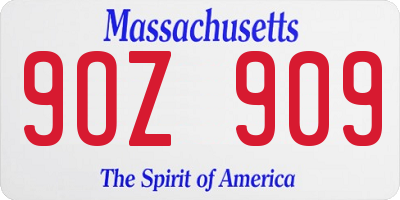 MA license plate 9OZ909