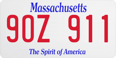 MA license plate 9OZ911