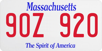 MA license plate 9OZ920