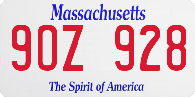 MA license plate 9OZ928