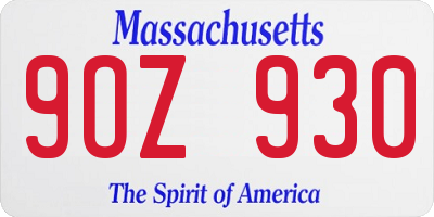 MA license plate 9OZ930