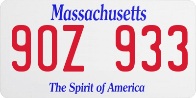 MA license plate 9OZ933