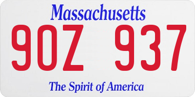 MA license plate 9OZ937