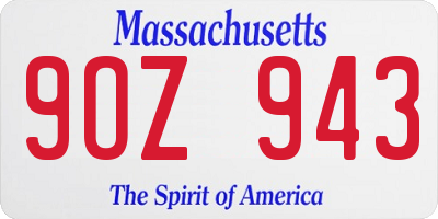 MA license plate 9OZ943