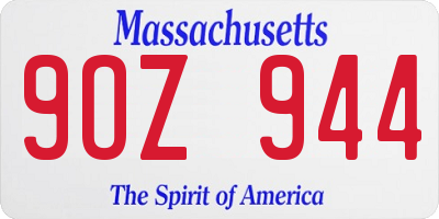 MA license plate 9OZ944