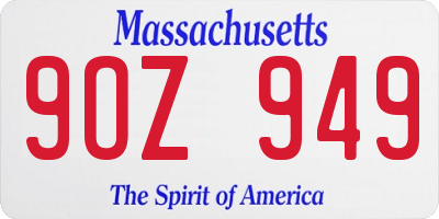 MA license plate 9OZ949