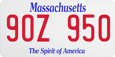 MA license plate 9OZ950