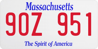 MA license plate 9OZ951