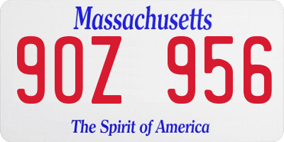 MA license plate 9OZ956