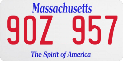MA license plate 9OZ957